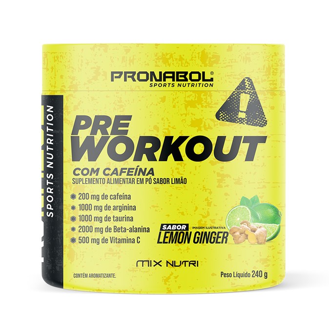 PRE-WORKOUT COM CAFEINA LEMON GINGER 240G - PRONABOL