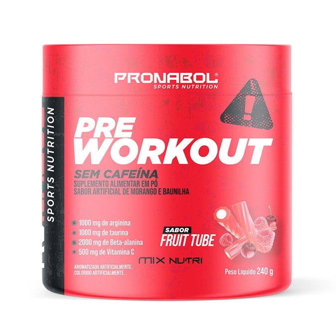 PRE-WORKOUT SEM CAFEINA SABOR FRUIT TUBE 240G - PRONABOL