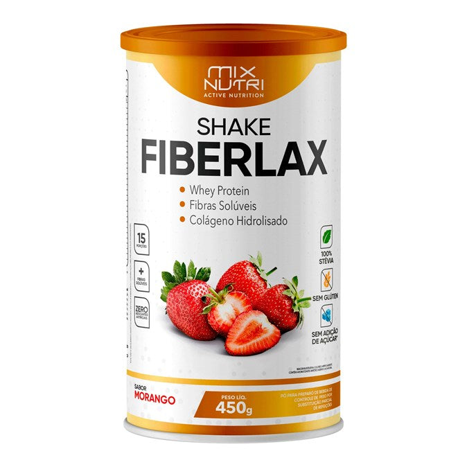 SHAKE FIBER LAX MORANGO 450G WHEY PROTEIN E COLÁGENO