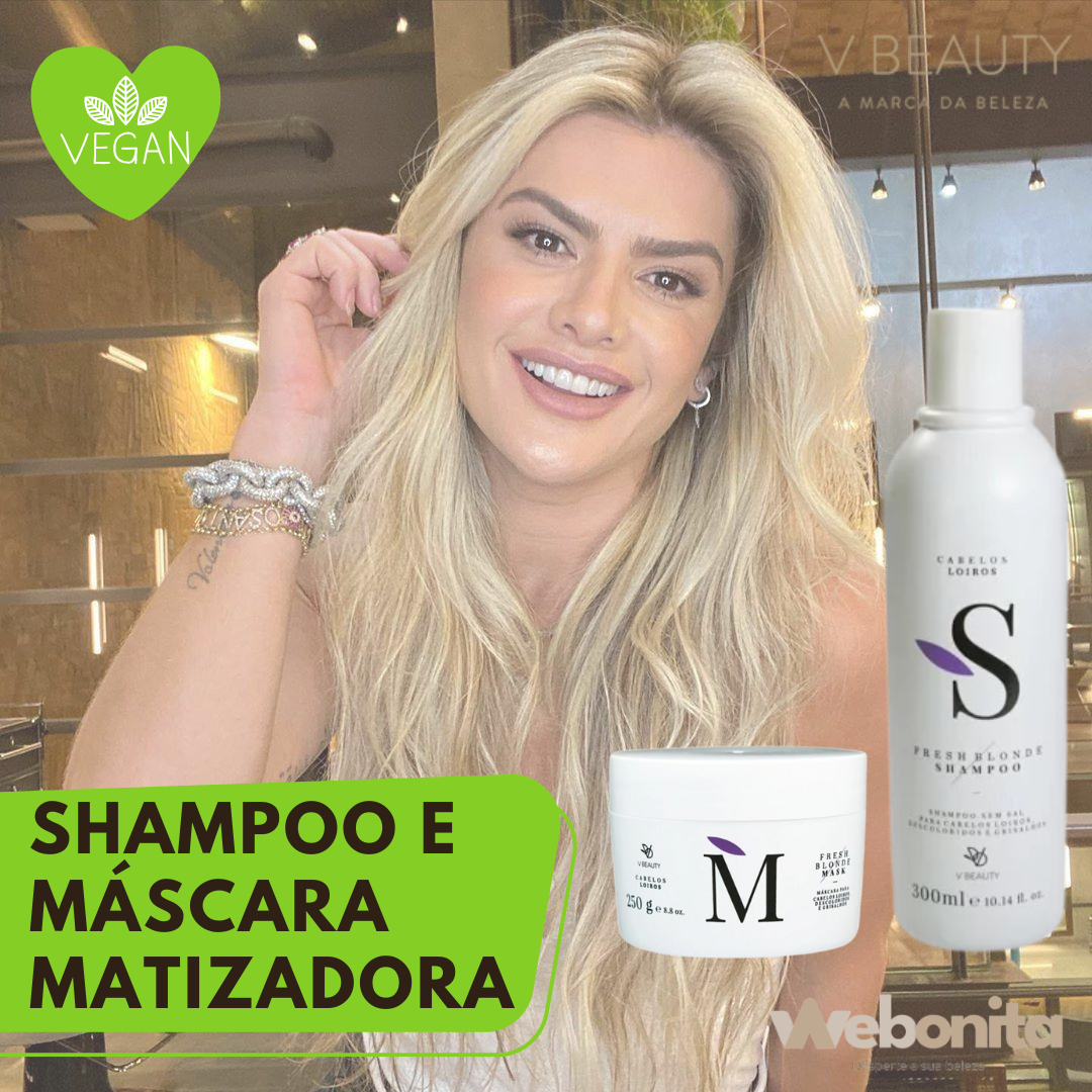 Kit Shampoo e Máscara Matizador Black Platinum Vegano cabelos loiros